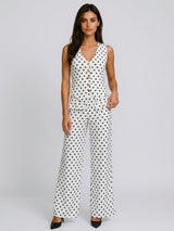 Polka Dot Tailored Waistcoat and Trouser Set - Ivory