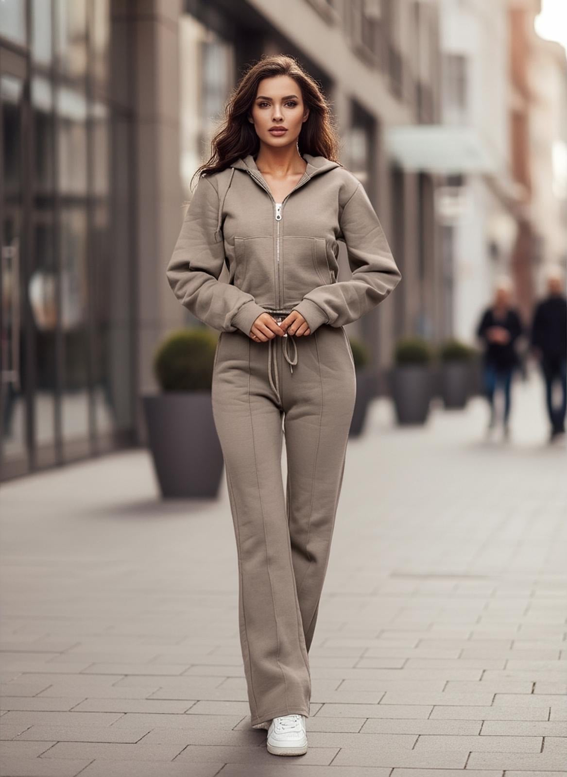 Drawstring Lounge Set - Dove Grey