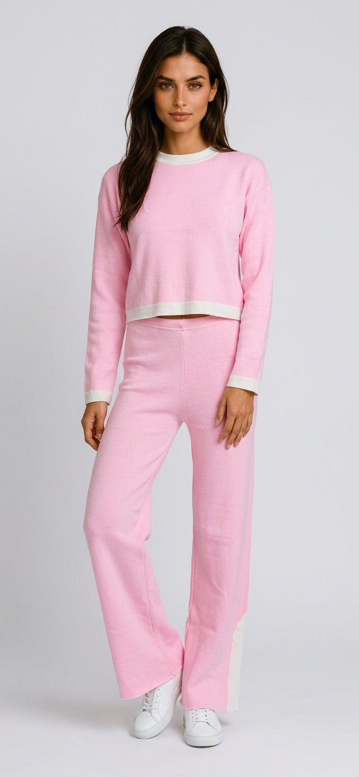 Textured Knit Loungewear Set - Baby Pink