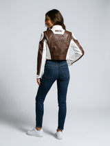 Racing Patch Cropped Jacket - Saddle Brown (2)