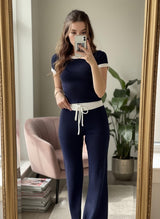 Ribbed Knit Lounge Set - Navy
