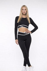 Strappy Long-Sleeve Two-Piece Set - Black