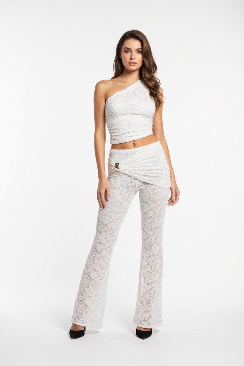 Lace One-Shoulder Co-ord Set - Ivory