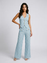 Polka Dot Tailored Waistcoat and Trouser Set - Baby Blue