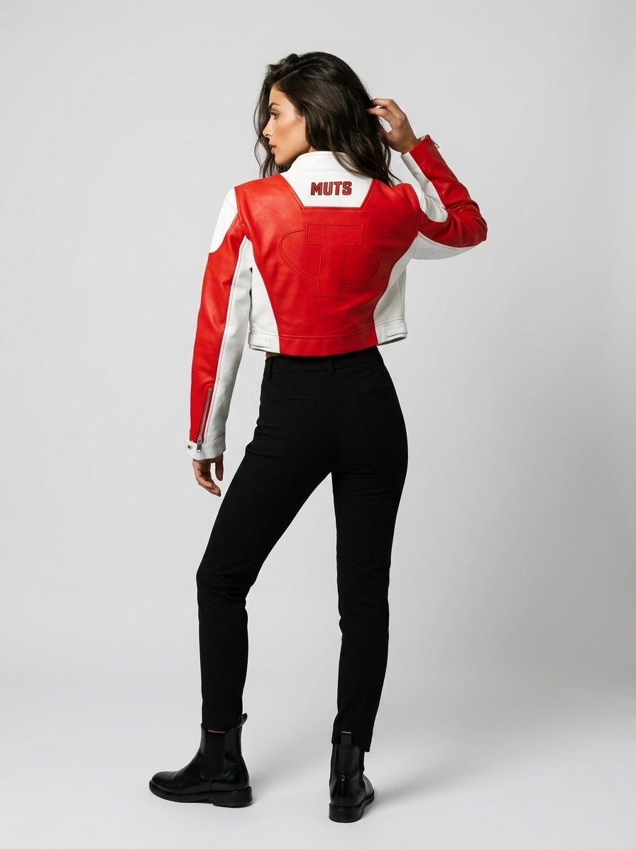 Racing Patch Cropped Jacket - Red (2)
