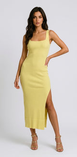 Sleeveless sideslit Dress - Yellow