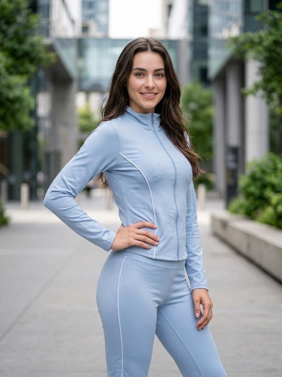 White stripe gym Set - Baby Blue (2)