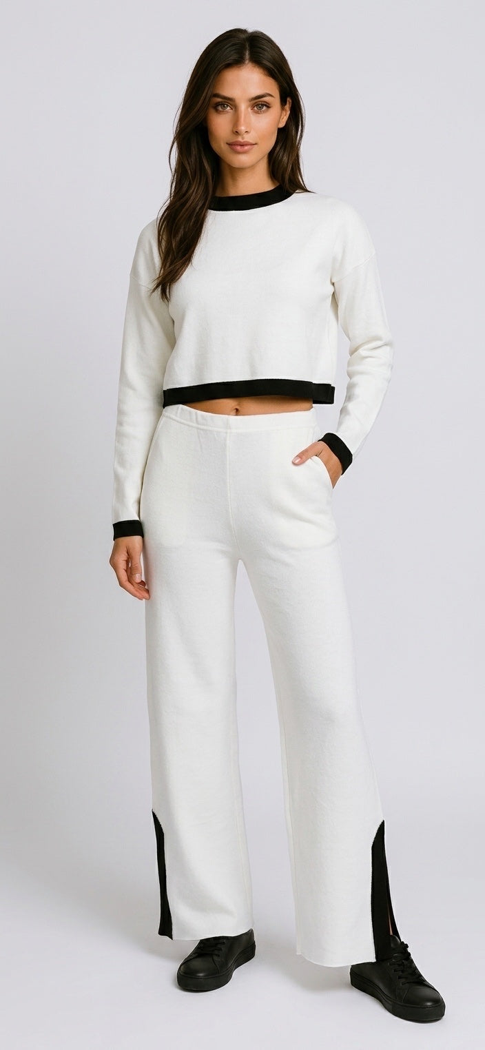 Textured Knit Loungewear Set - Ivory